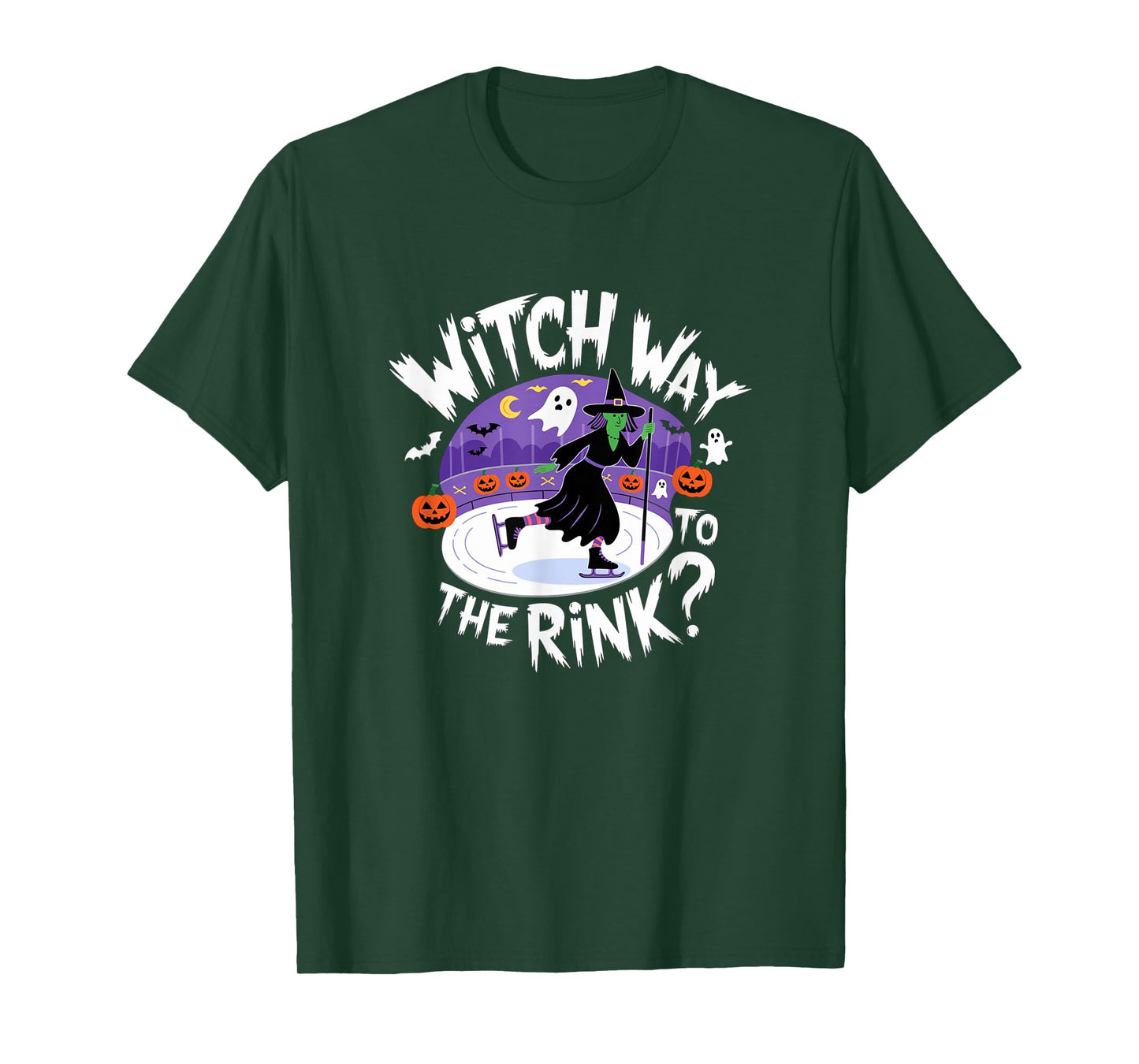 Witch Way to The Rink Funny Spooky Halloween Ice skating T-Shirt