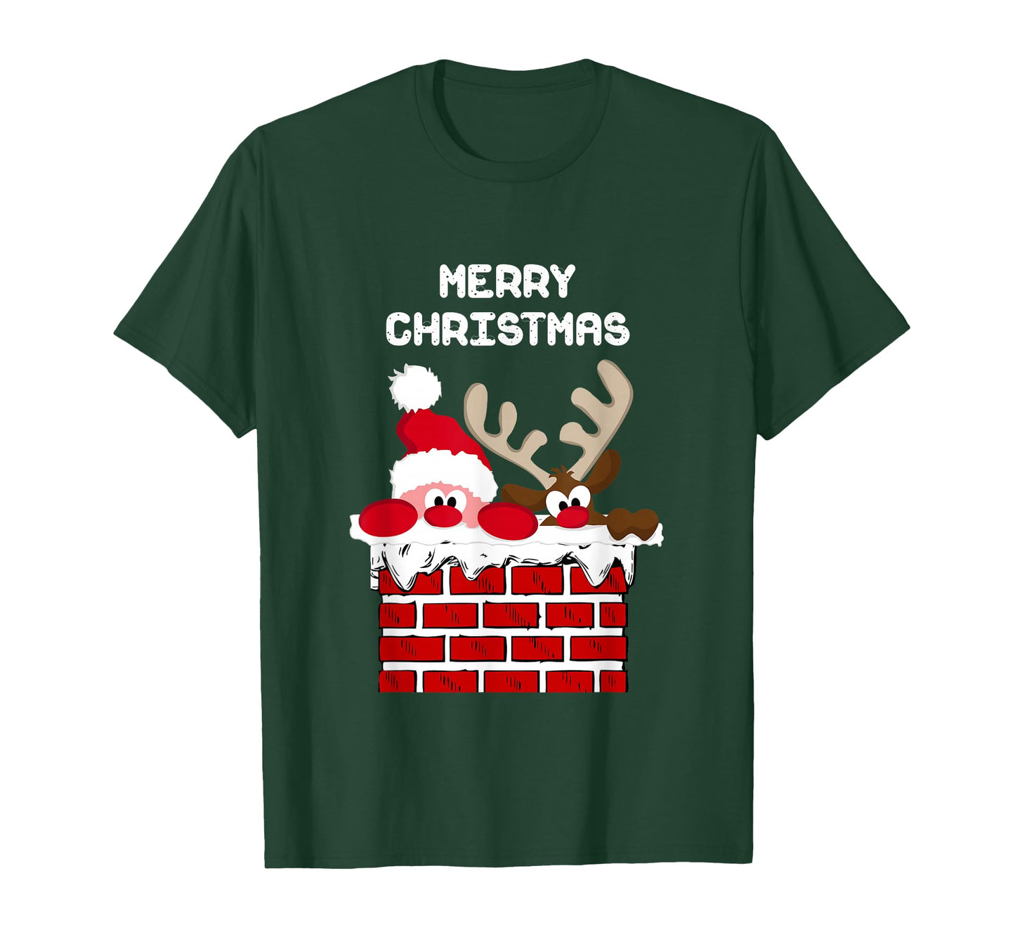Santa Claus and Reindeer Merry Christmas T-Shirt