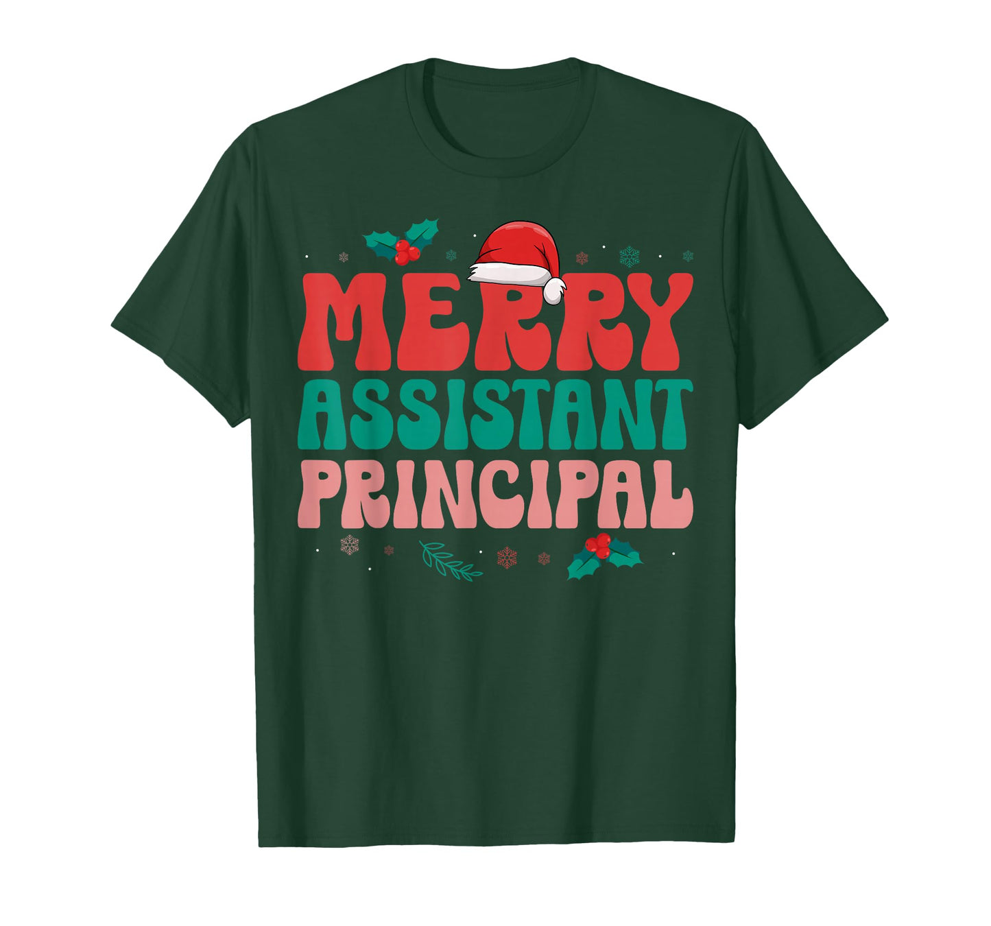 Merry Assistant Principal Vice-Principal Santa Hat Christmas T-Shirt
