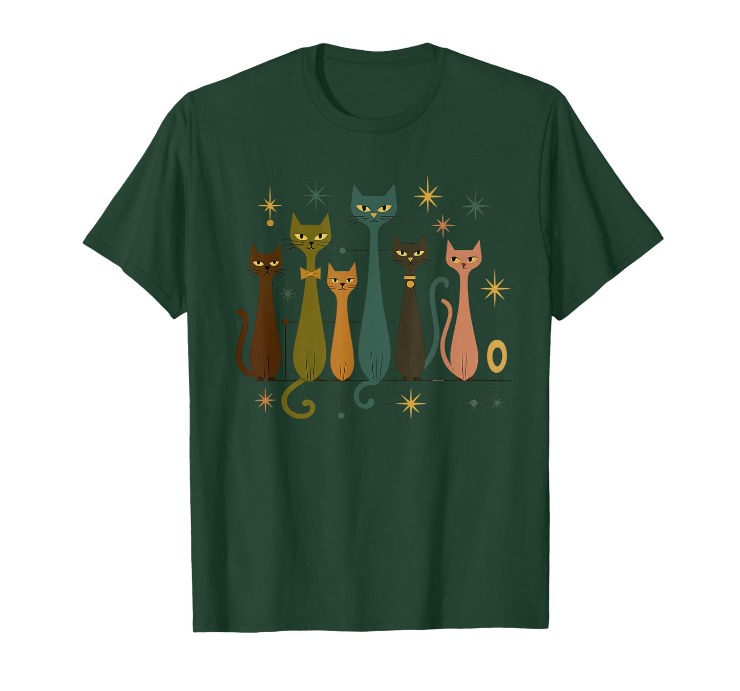 Mid-Century Modern Look Atomic Age 50s 60s Cat Shirt T-Shirt