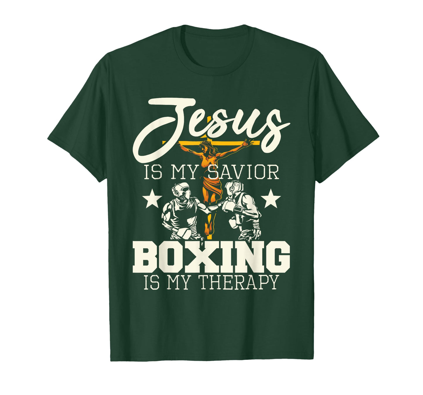 Jesus Is My Savior Boxing Is my Therapy - Gym Boxer T-Shirt