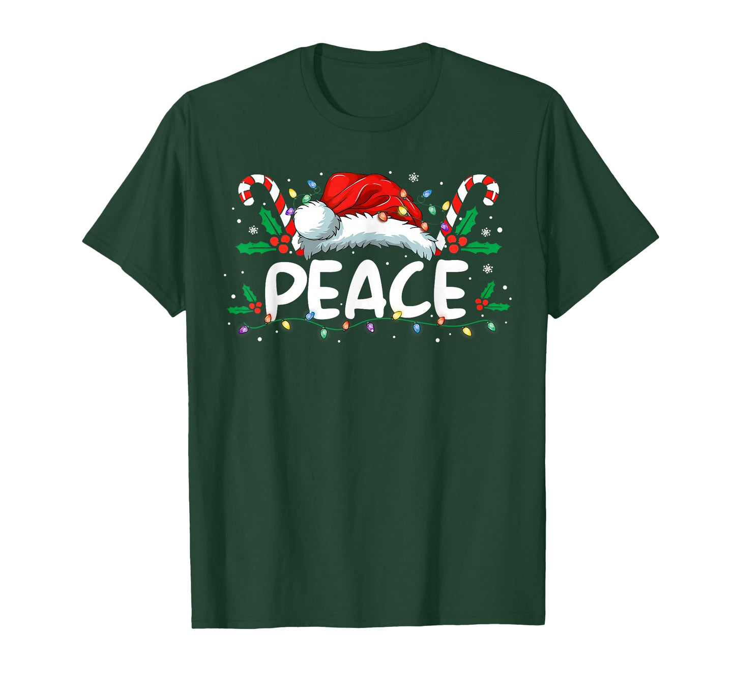 Peace I Come in Peace Christmas Lights Santa Pajamas Couples T-Shirt