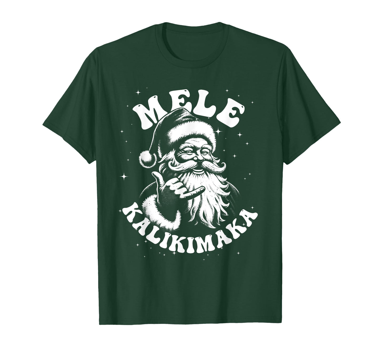 Retro Christmas Surf, Mele Kalikimaka Santa Shaka Hawaii T-Shirt