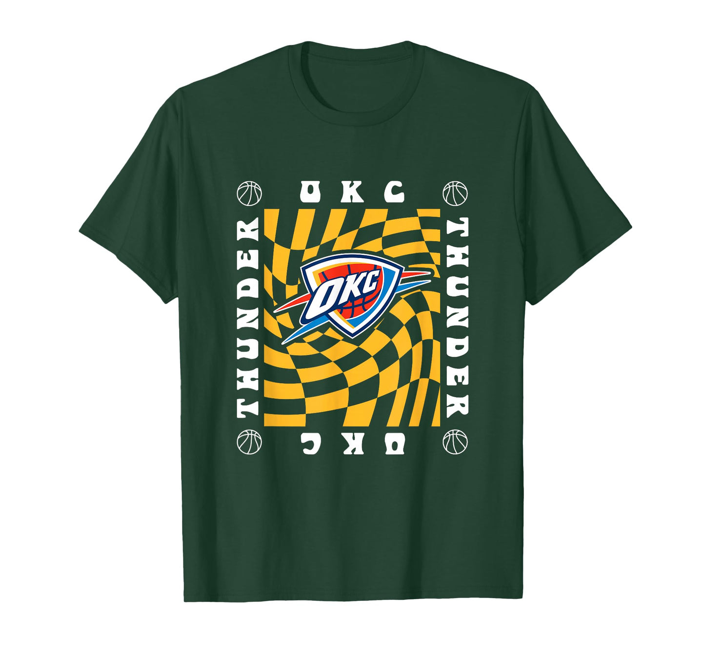 NBA Oklahoma City Thunder Retro Checkerboard Wave T-Shirt