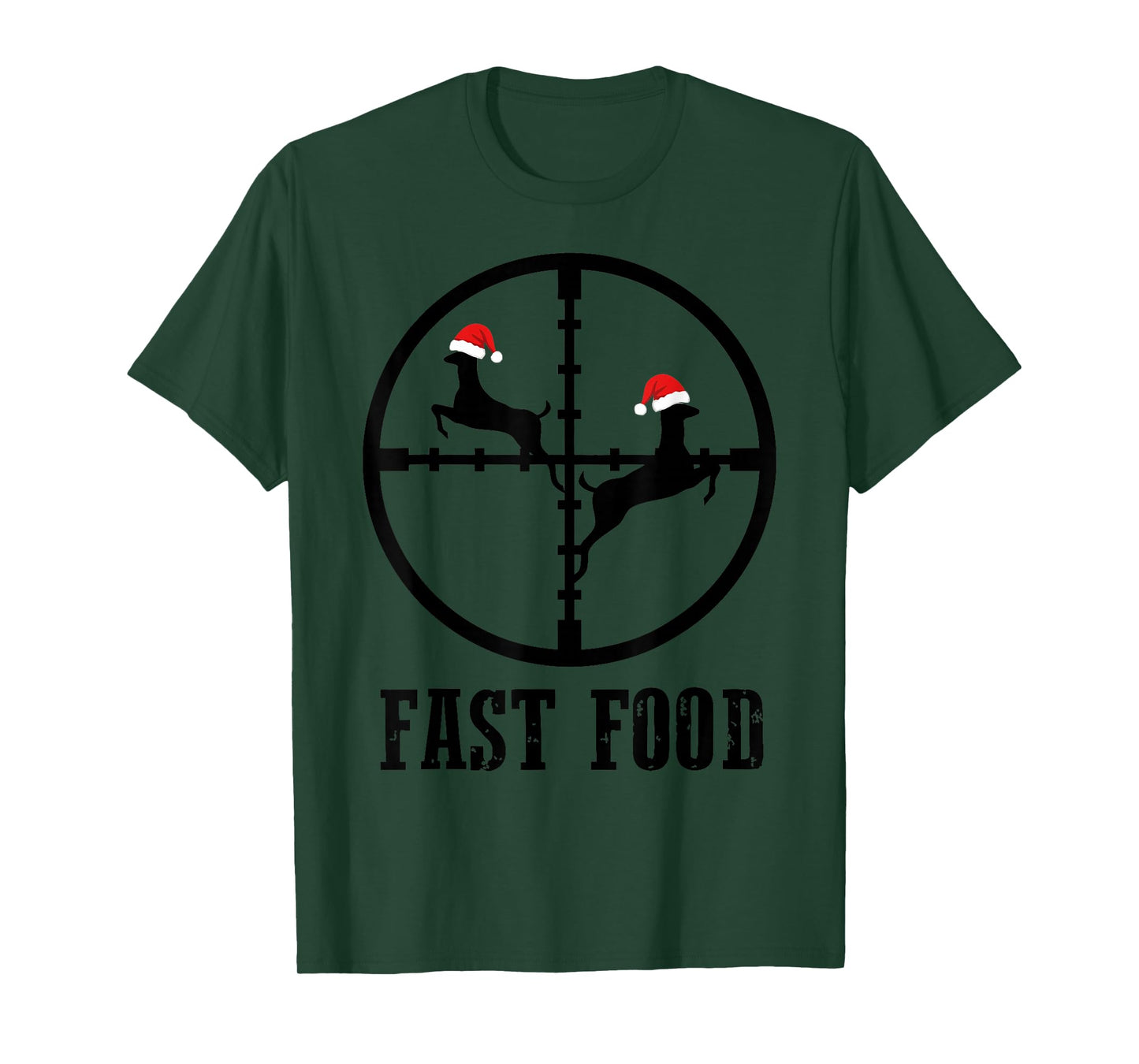 Crosshairs Santa Hat Fast Food Funny Deer Hunting Christmas T-Shirt
