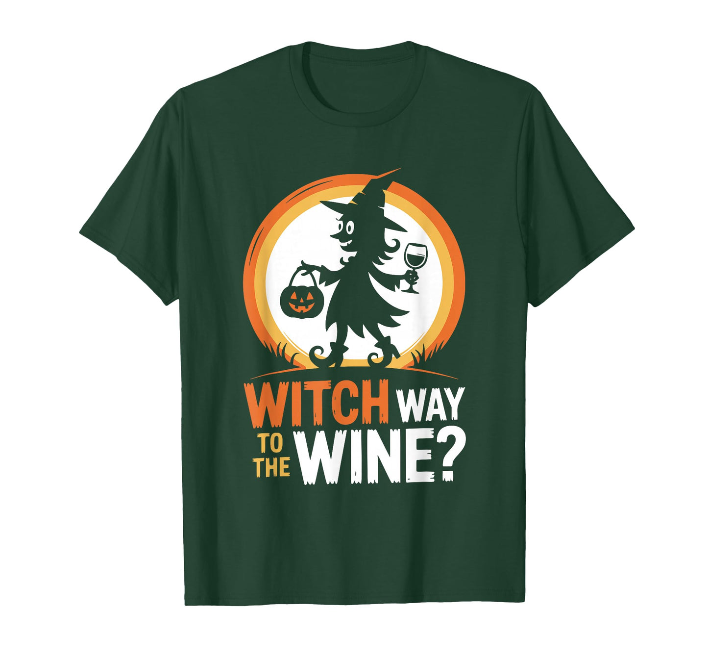 Funny Halloween Witch Way to The Wine Joke Ladies Women T-Shirt