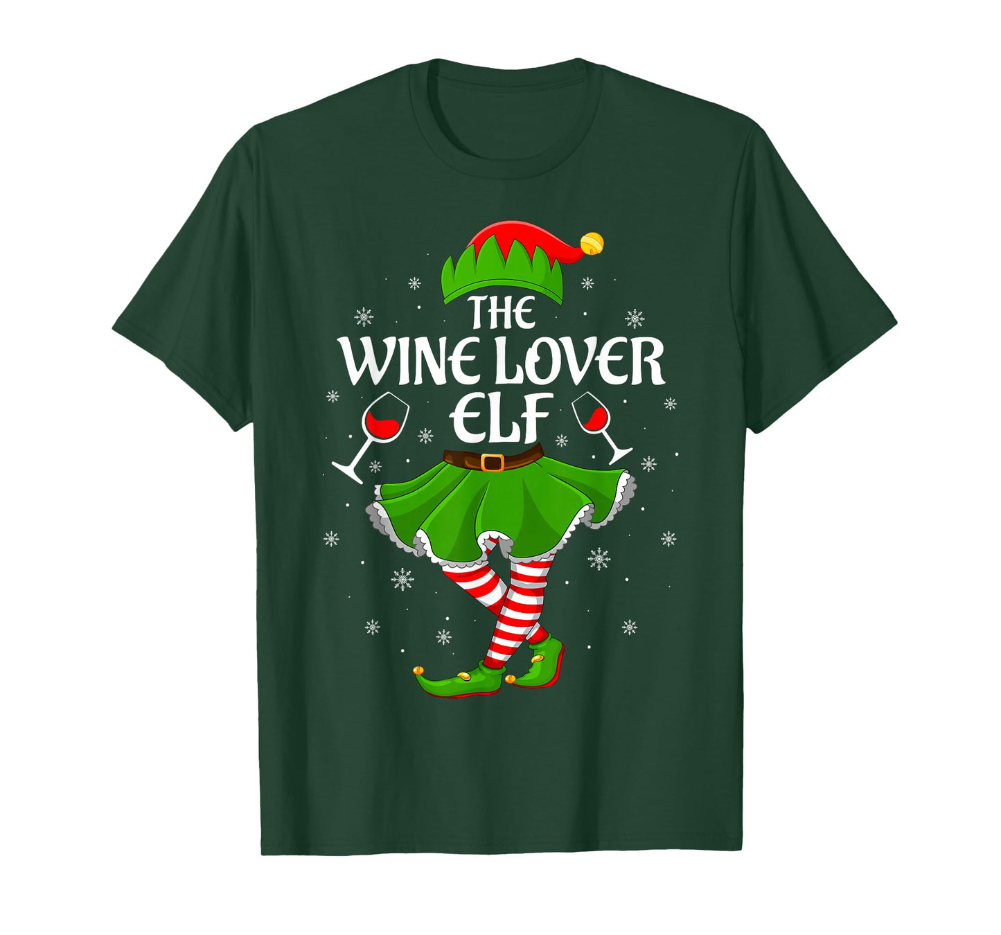 Wine Lover Elf Christmas Family Girls Women Elf Squad Xmas T-Shirt