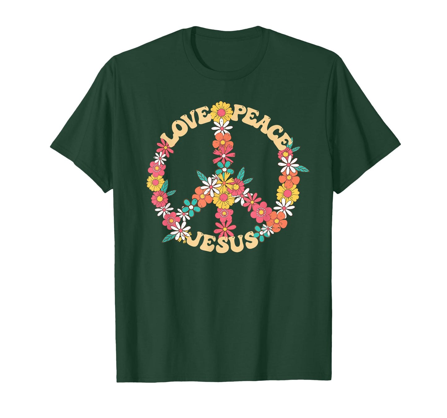 Love peace Jesus christian fun 60s 70s Costume Groovy Hippie T-Shirt