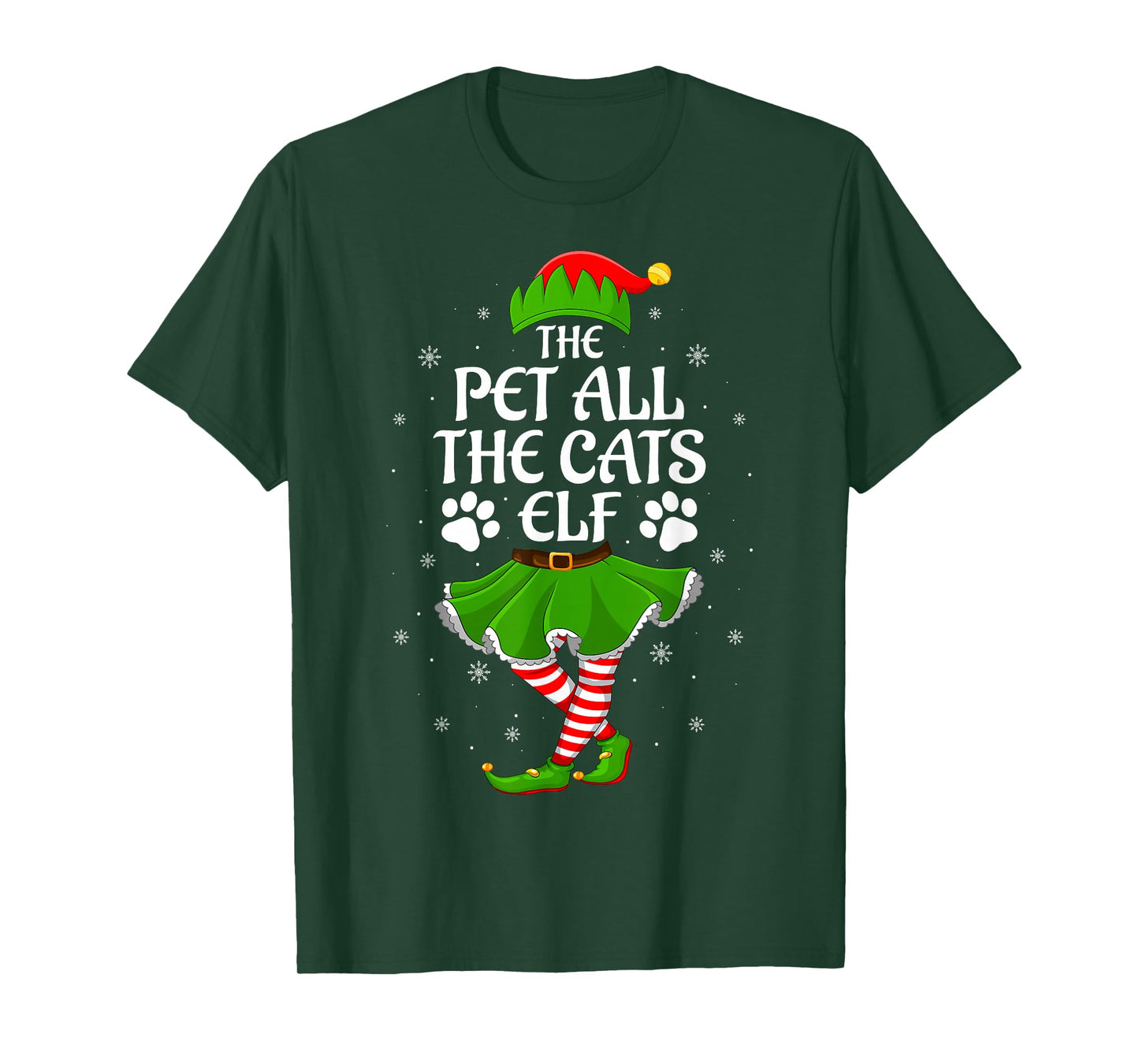 Pet All The Cats Elf Christmas Girls Women Elf Squad Xmas T-Shirt