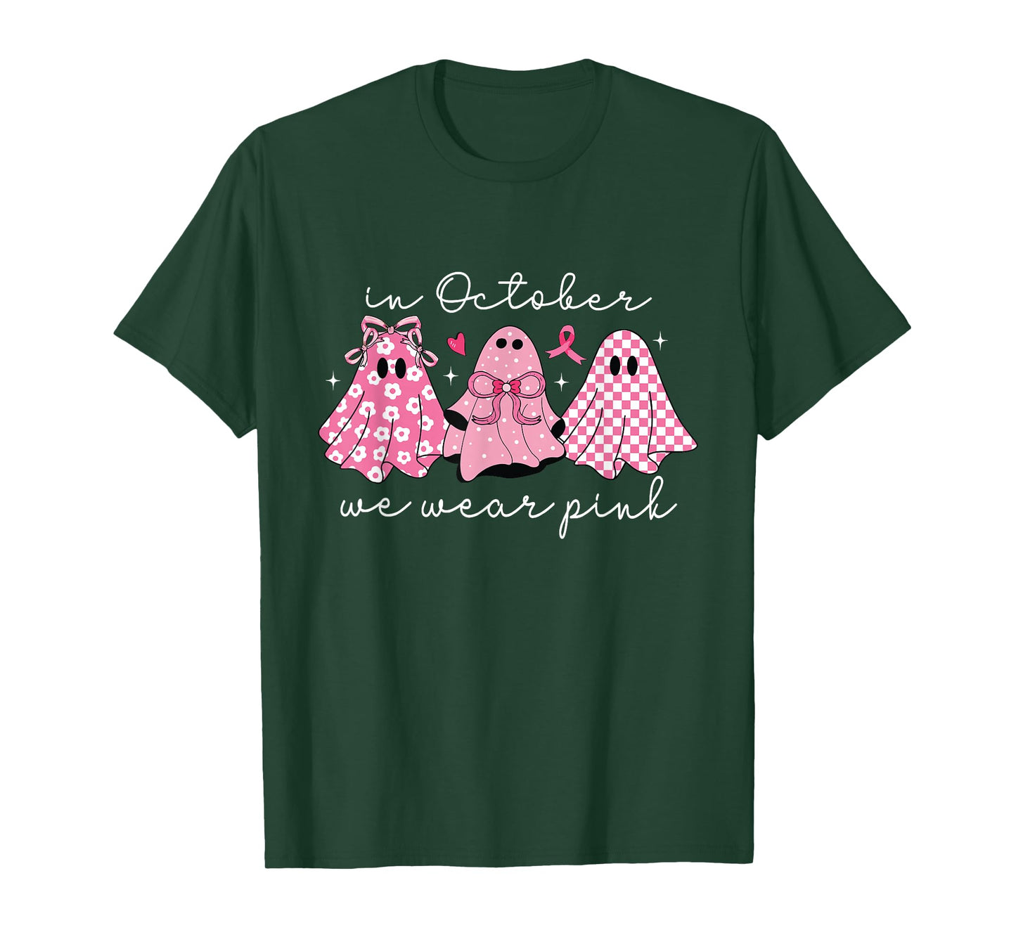 in October We Wear Pink Coquette Breast Cancer Halloween T-Shirt