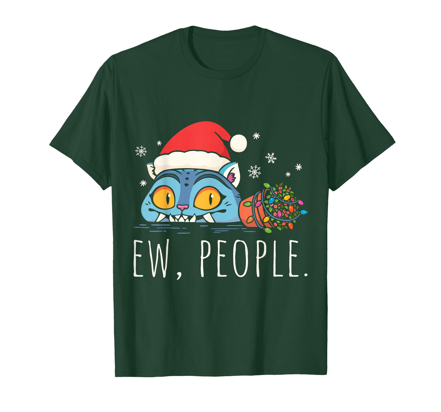 Ew People Christmas Funny Tiger Sarcastic Humor Introvert T-Shirt