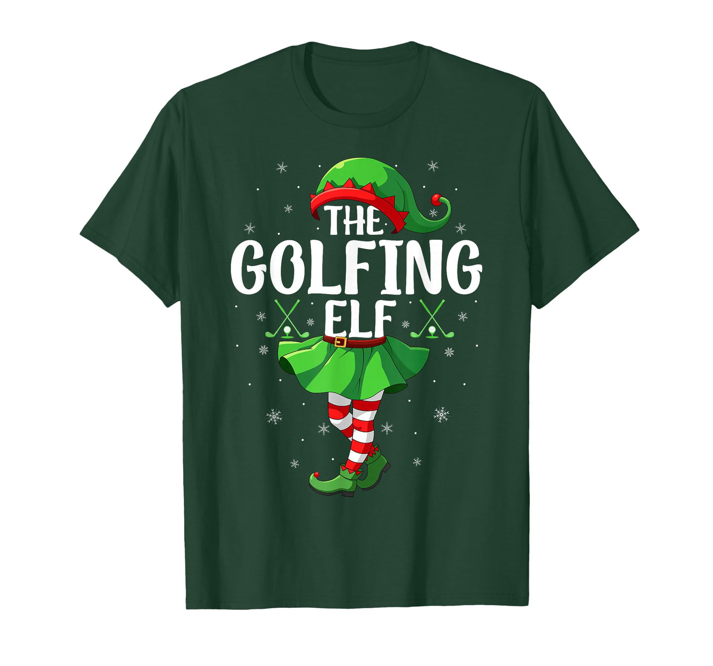 Golfing Elf Christmas Girls Women Elf Squad Xmas Family T-Shirt
