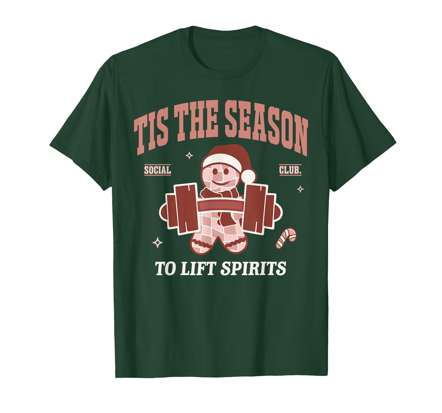 Lift Spirits Funny Weightlifting Christmas Fitness Gym Xmas T-Shirt