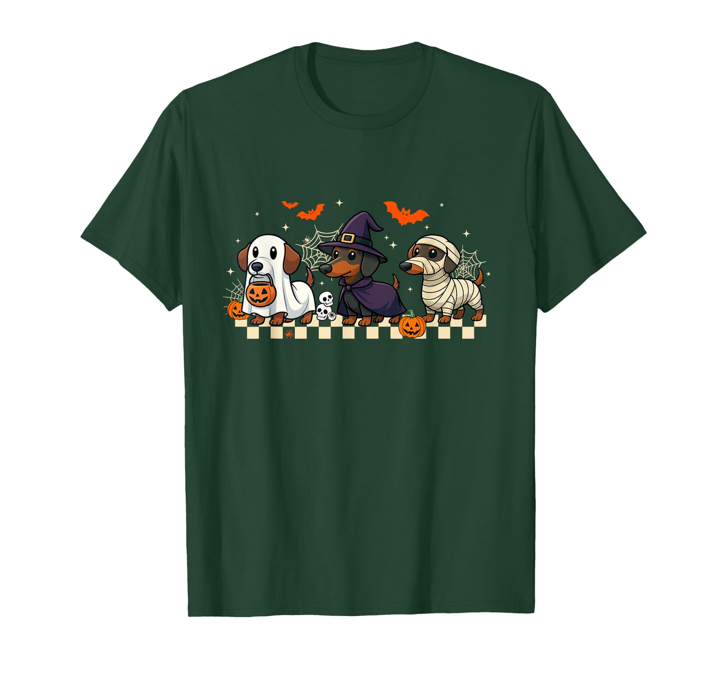 Funny Weiner Dog Ghost Witch Mummy Scary Halloween Dachshund T-Shirt