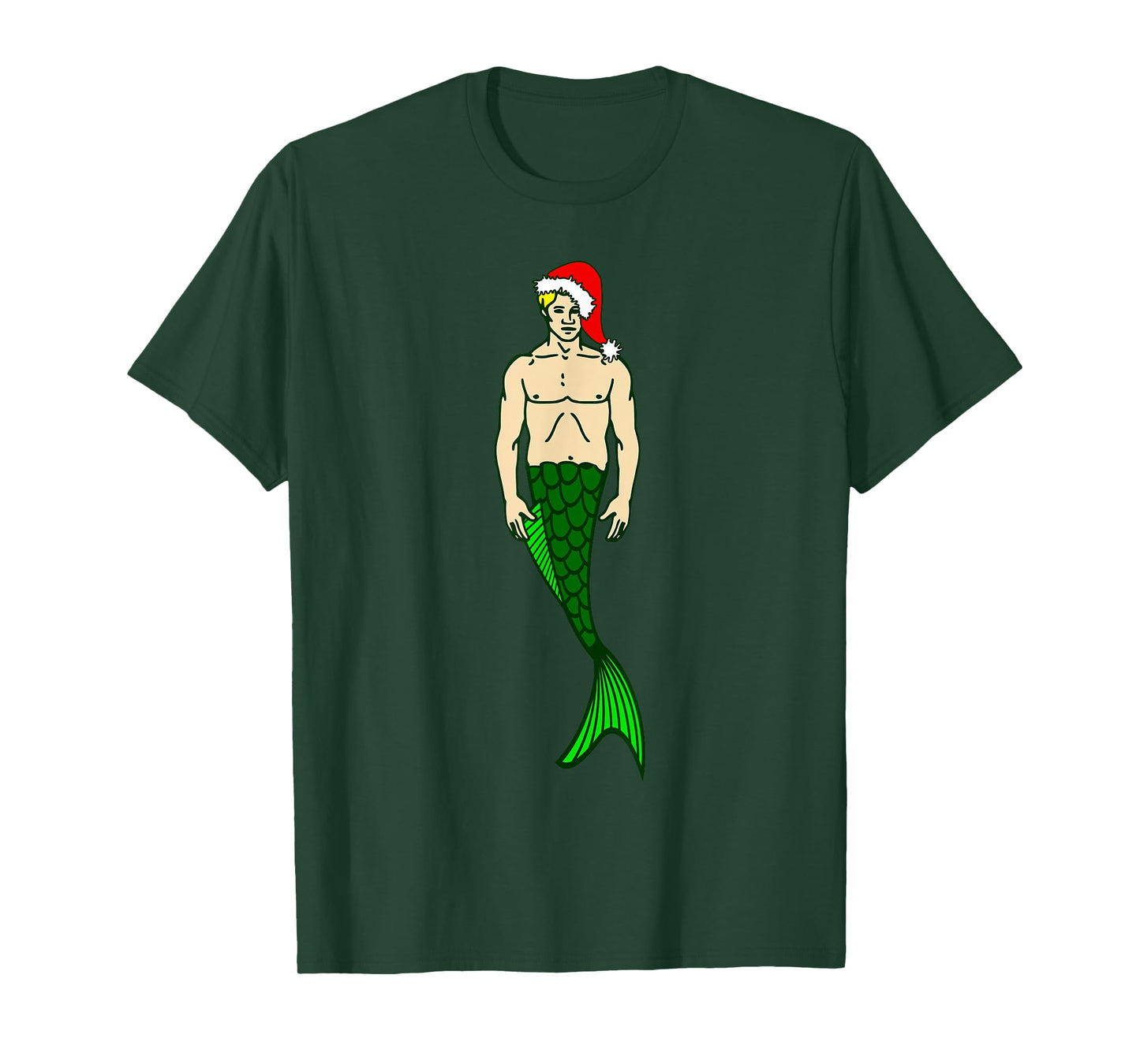 Santa Claus Blonde Merman Christmas Mermaid Xmas T-Shirt