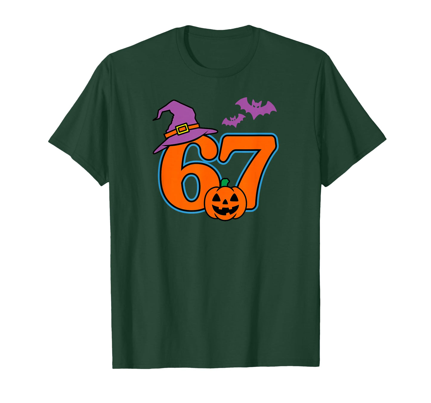 Halloween Number 67 Bats Pumpkin Witch Hat T-Shirt