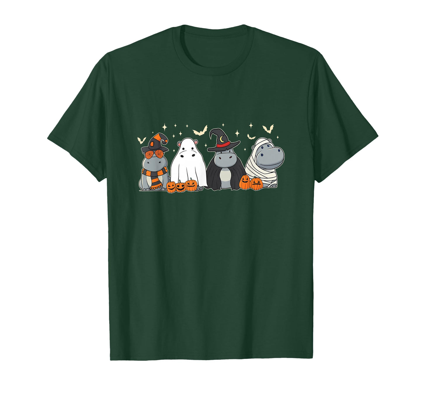 Cute Hippo Ghost Witch Zombie Funny Halloween Costume T-Shirt