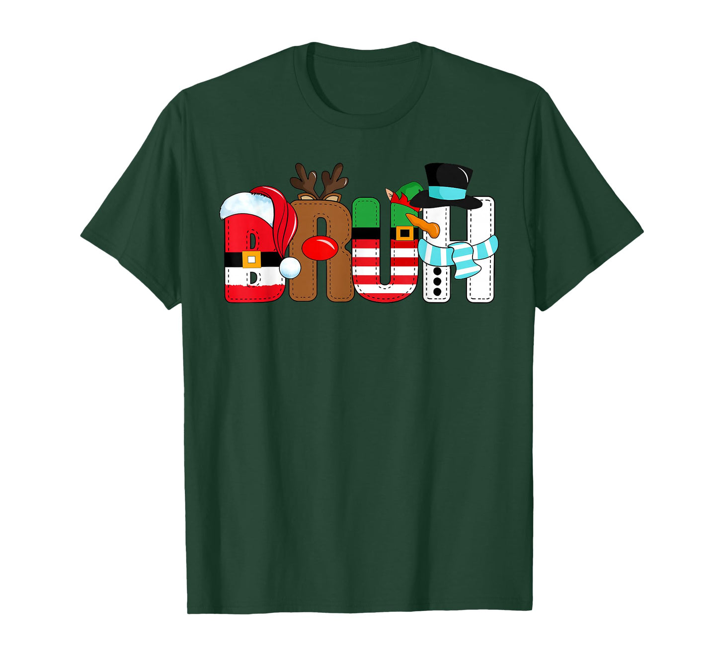Bruh Santa Snowman Christmas Xmas Family Pajamas Holiday T-Shirt