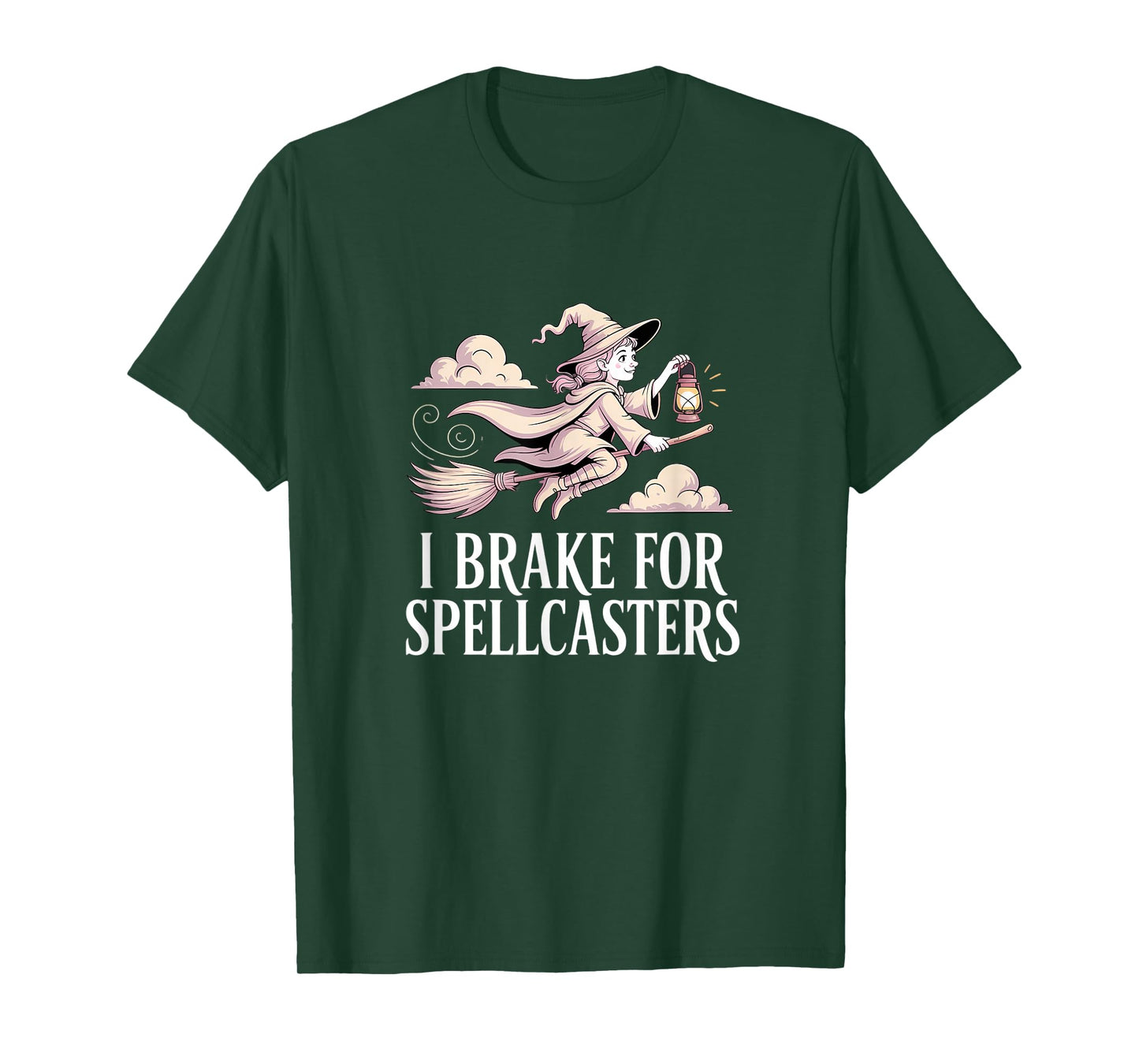 I Brake for Spellcasters Halloween Witch Spellcaster Broom T-Shirt
