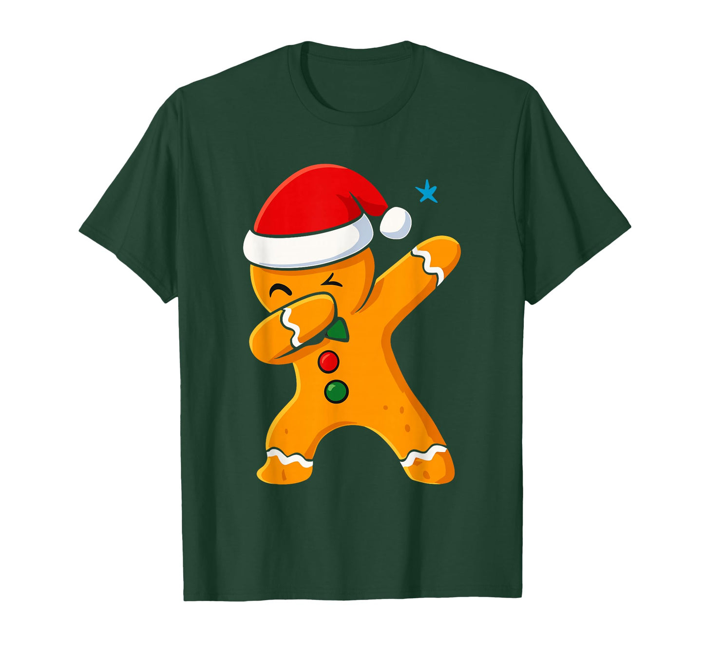 Dabbing Gingerbread Man Costume, Kids Christmas Santa Hat T-Shirt