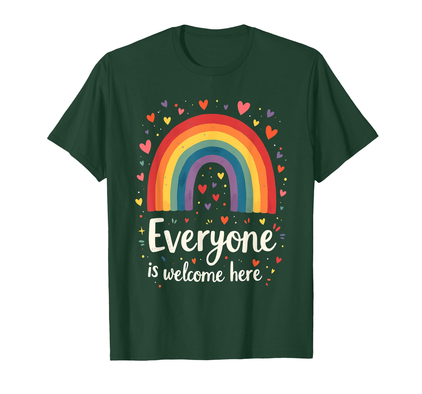 Everyone Is Welcome Here Idaho Educator Pride rainbow Design T-Shirt