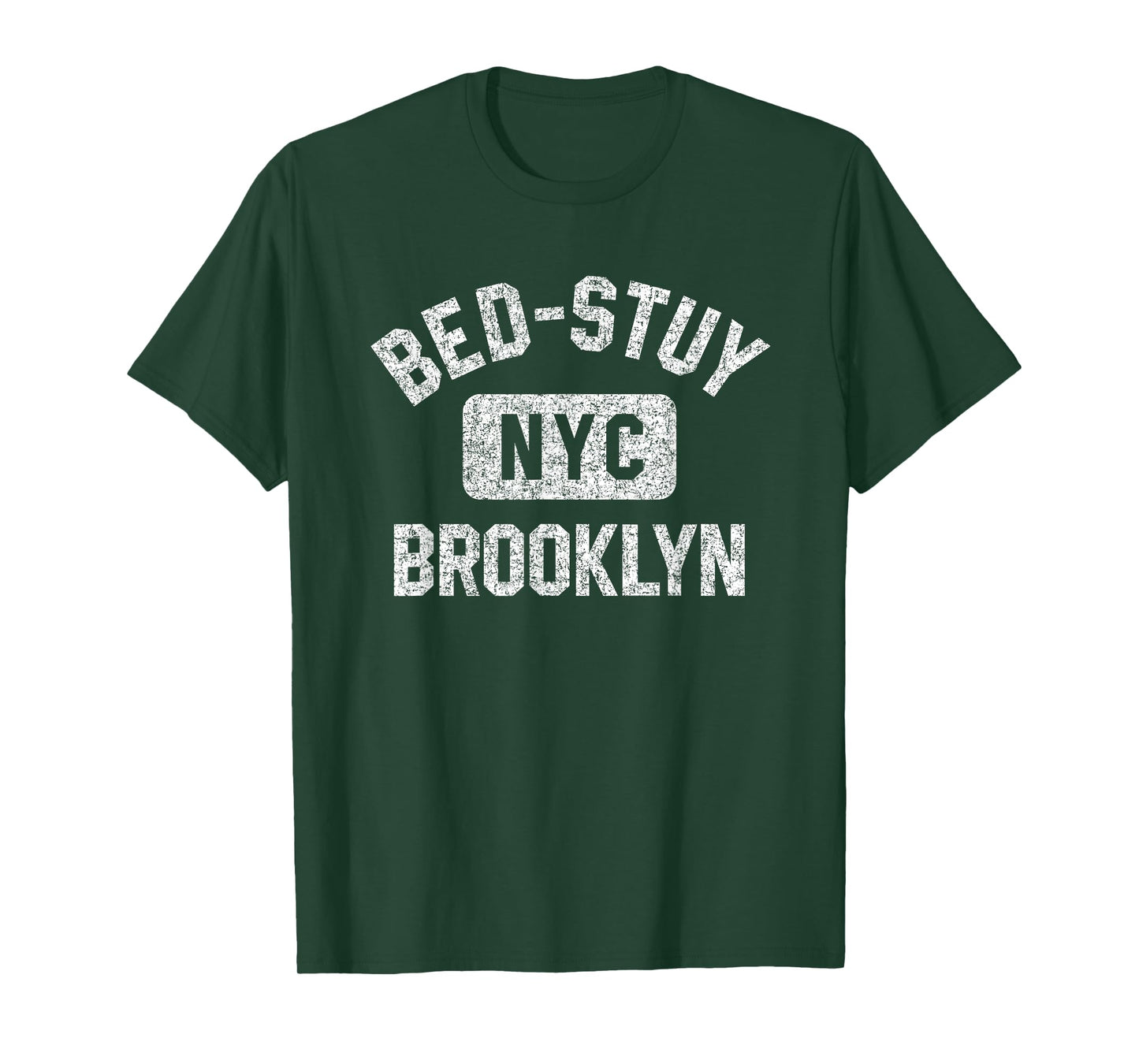 Bed-Stuy Brooklyn NYC Gym Style Distressed White Print T-Shirt