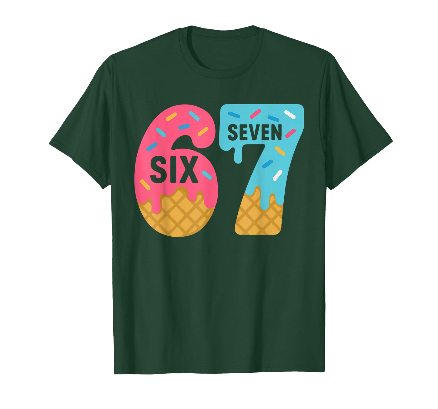Six Seven Ice Cream Drip Cool Meme 67 Funny Dripping Kids T-Shirt