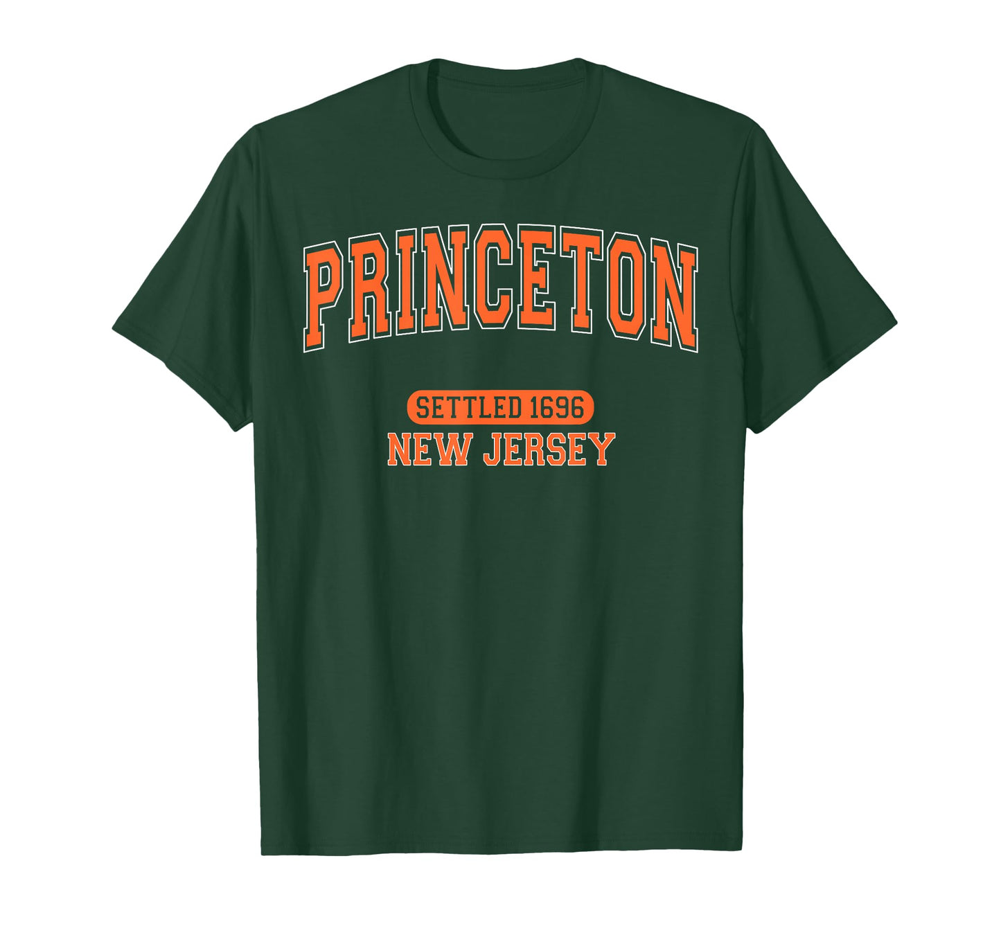 Princeton New Jersey Settled 1696 Vintage Arched Orange T-Shirt