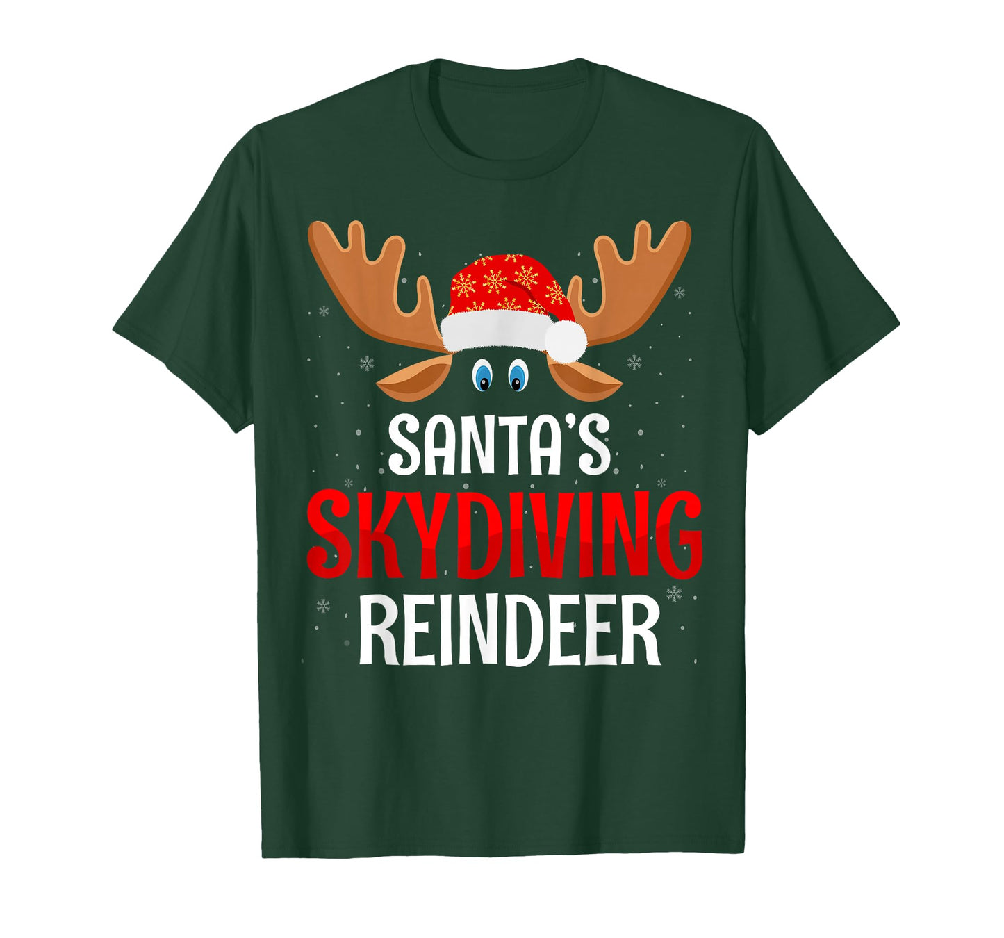 Santa's Skydiving Reindeer Christmas Day Skydiver Adventure T-Shirt