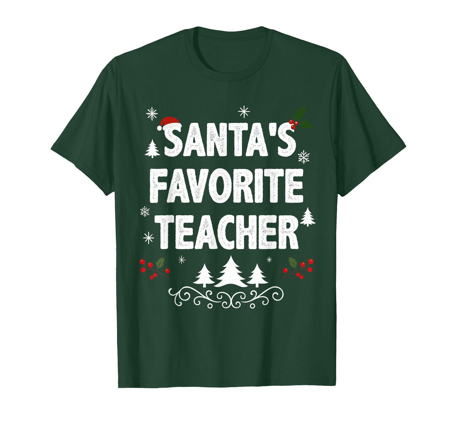Santa's Favorite Teacher Funny Holiday Christmas Pajamas T-Shirt
