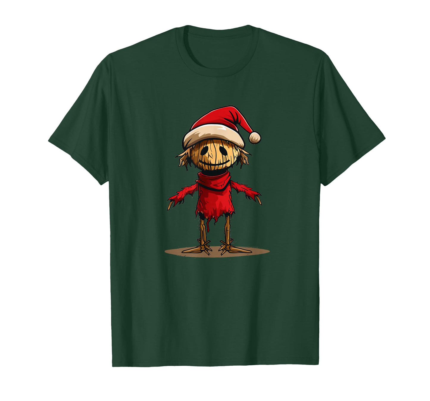 Funny Scarecrow with Santa Claus Hat for Funny Farmer T-Shirt