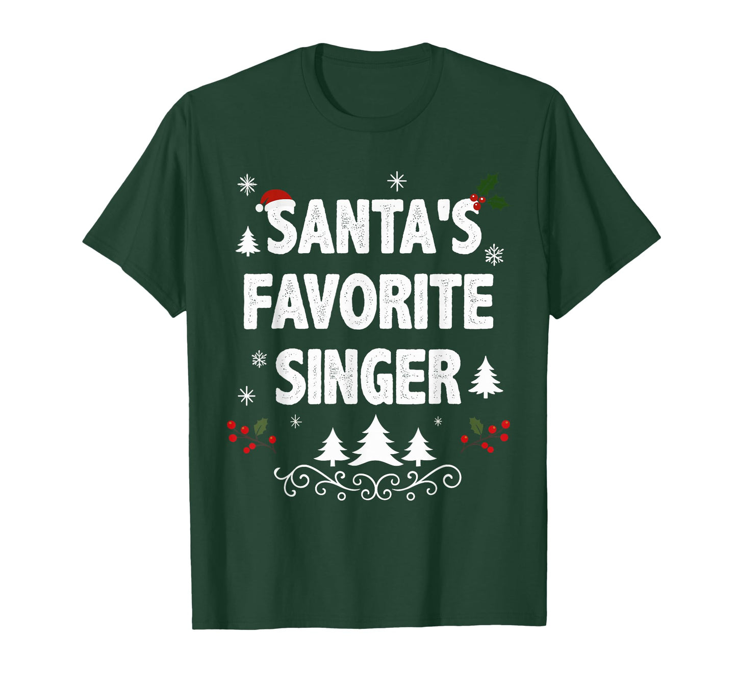 Santa's Favorite Singer Funny Holiday Christmas Pajamas T-Shirt