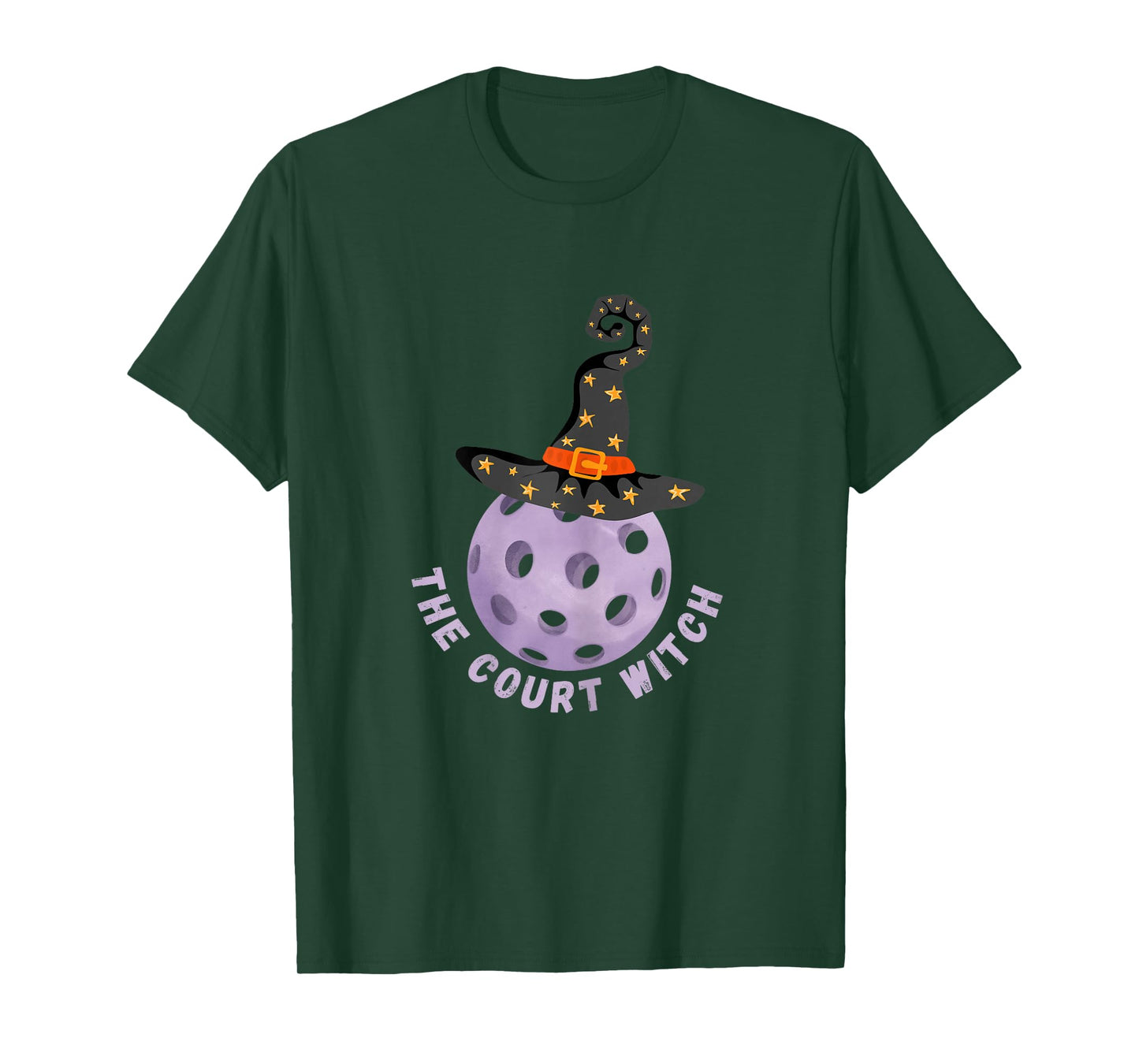 Fun Halloween Pickleball The Court Witch Purple Hat Shirt T-Shirt