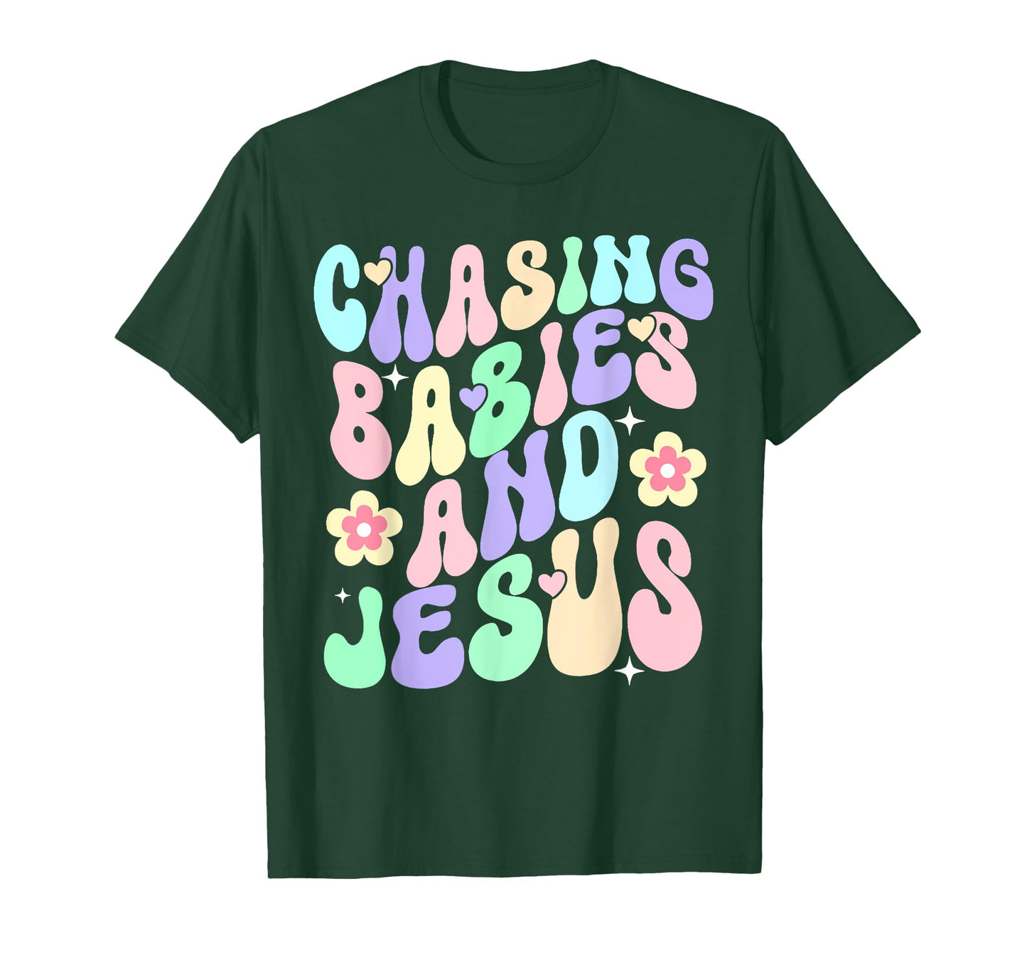 Mom Chasing Babies And Jesus Religious Christian Women T-Shirt