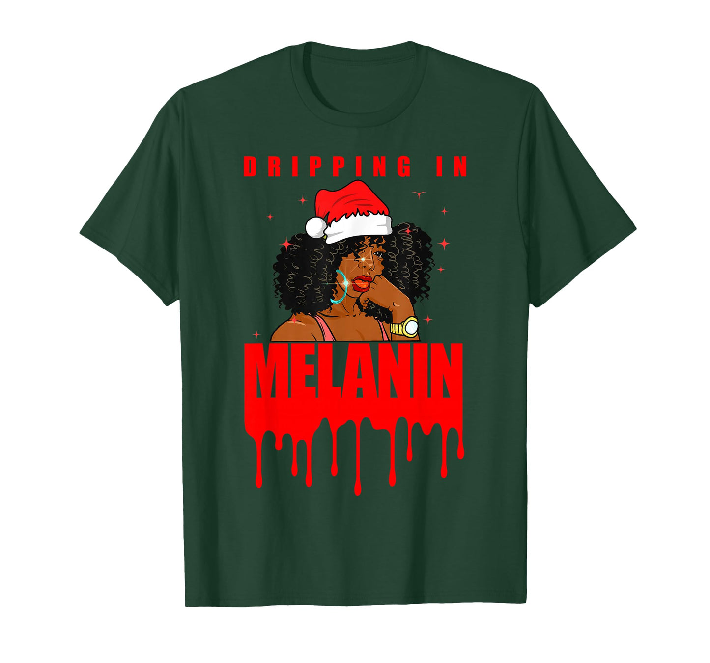 Black Queen Christmas Melanin Girl Women Brown Skin Girls T-Shirt