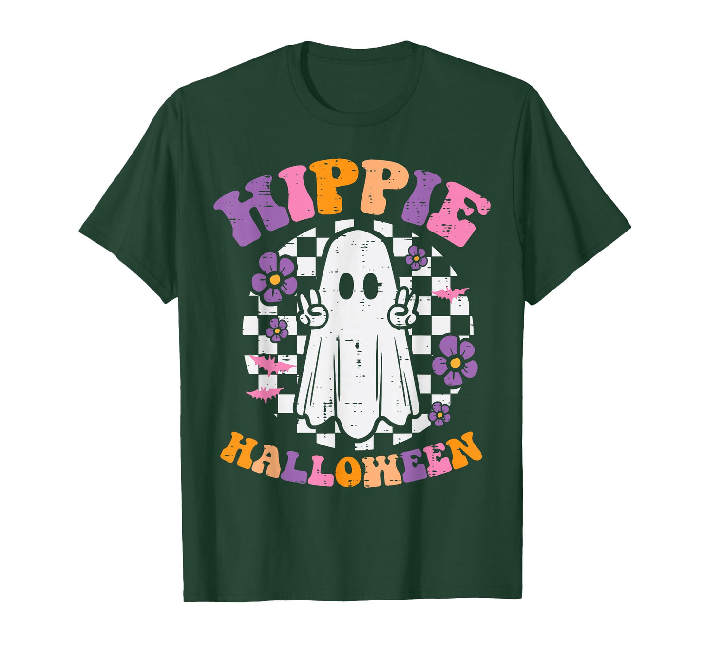 Hippie Halloween Ghost Peace Retro Costume Women Kids Men T-Shirt