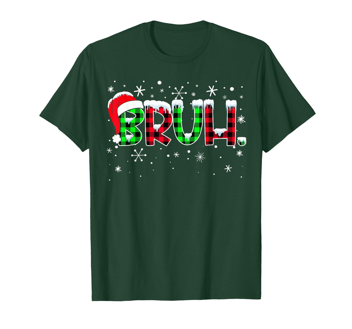 Bruh Funny Christmas Plaid Teens Boys Kids Xmas Pajamas T-Shirt