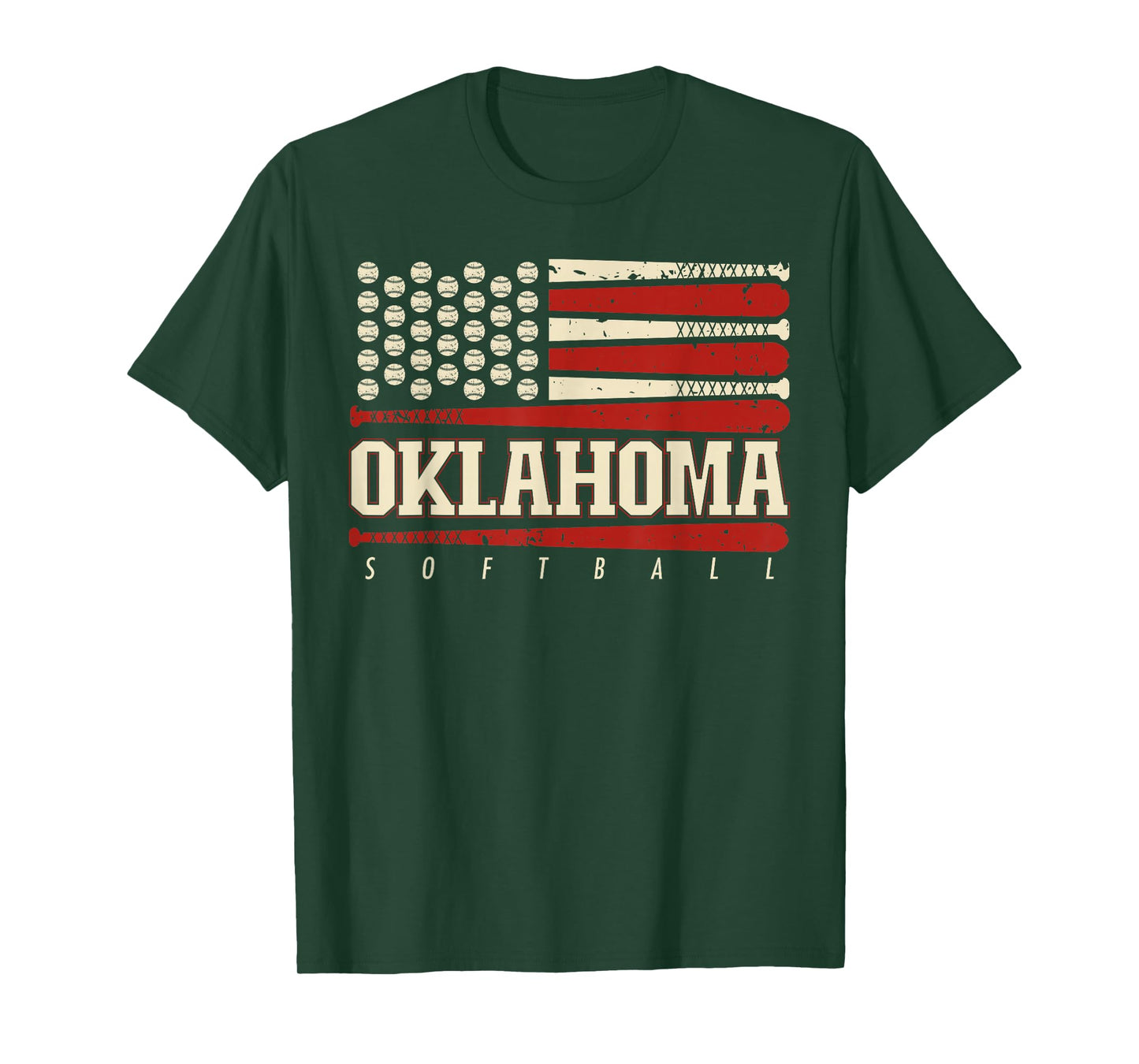Oklahoma Softball USA Flag Softball Fan Mens Kids Team T-Shirt