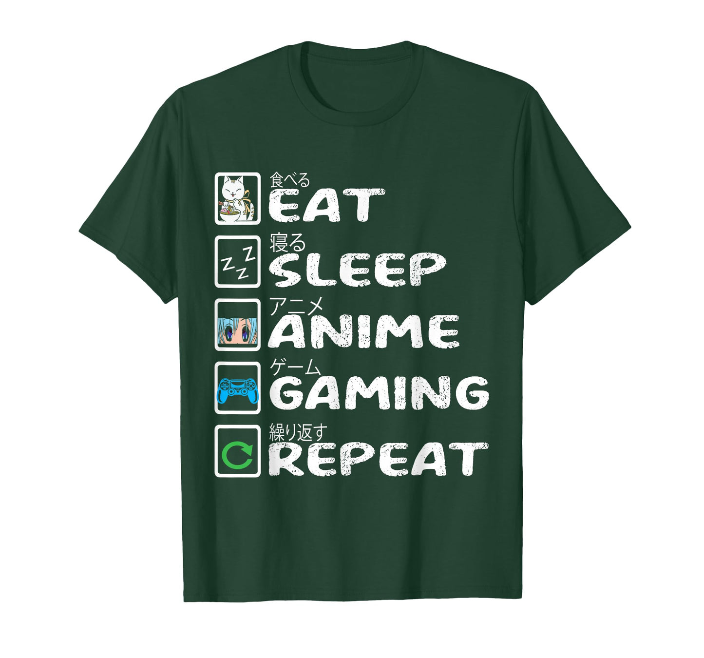 Eat Sleep Anime Gaming Repeat Kawaii Otaku Anime Manga T-Shirt
