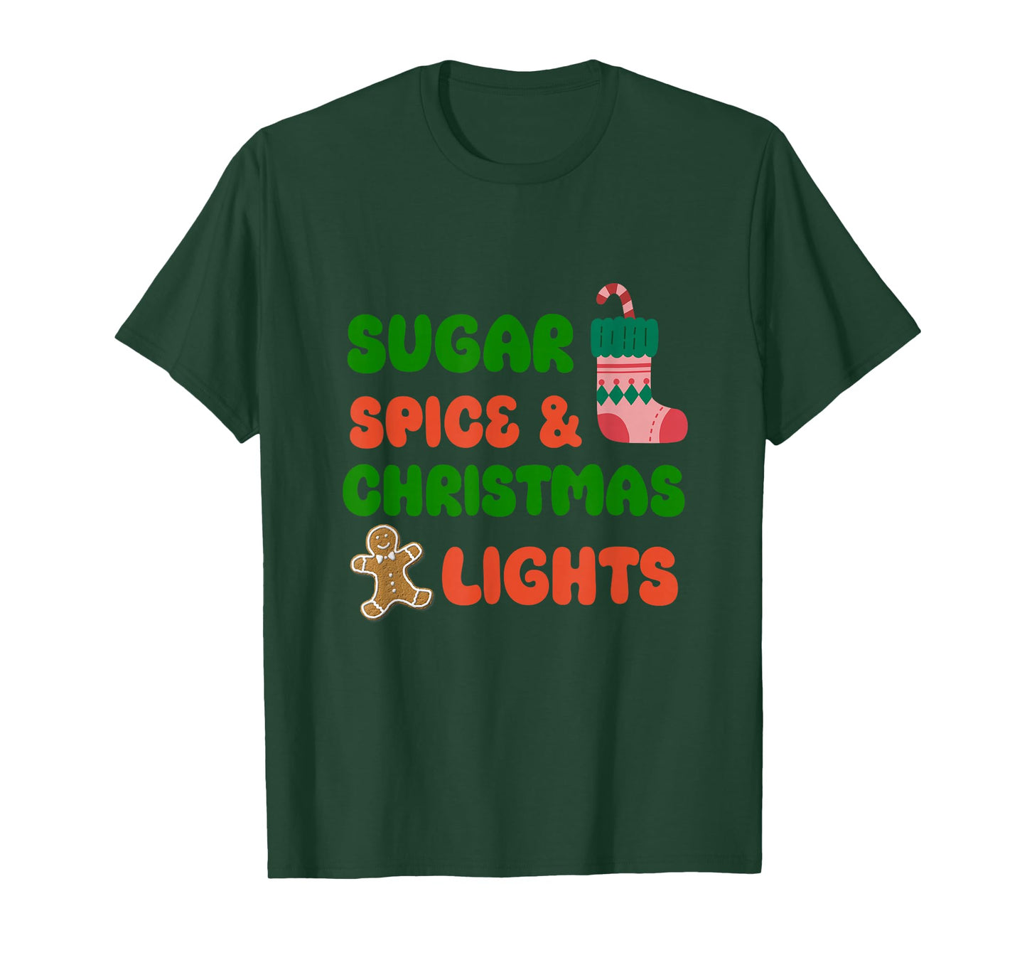 Sugar Spice and Christmas Lights Santa Cookies Baking Crew T-Shirt