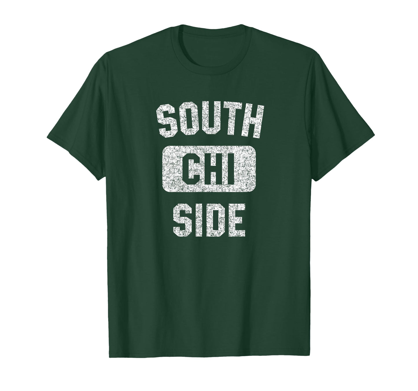 South Side CHI Gym Style Distressed White Print T-Shirt