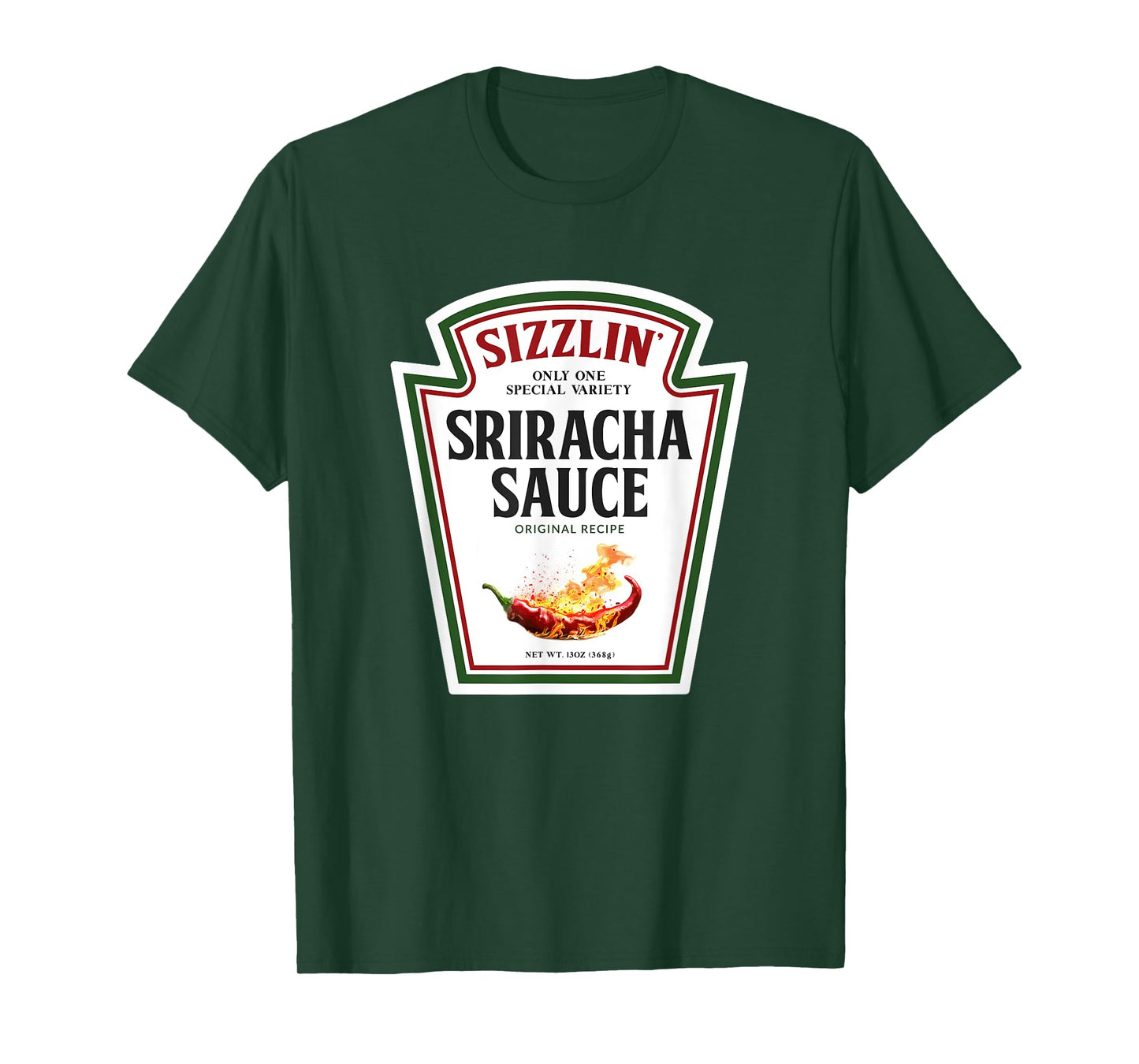Sizzling Sriracha Sauce Funny Bottle Label Condiment design T-Shirt