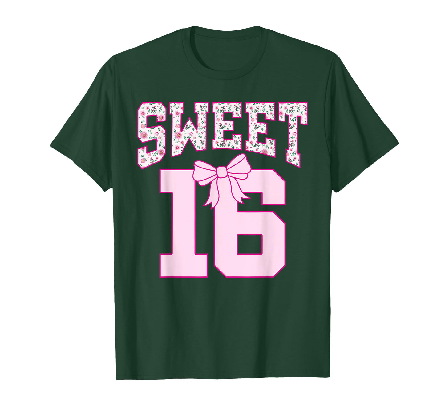 Sweet 16 Coquette Bow Groovy Pink Floral 16th Birthday T-Shirt