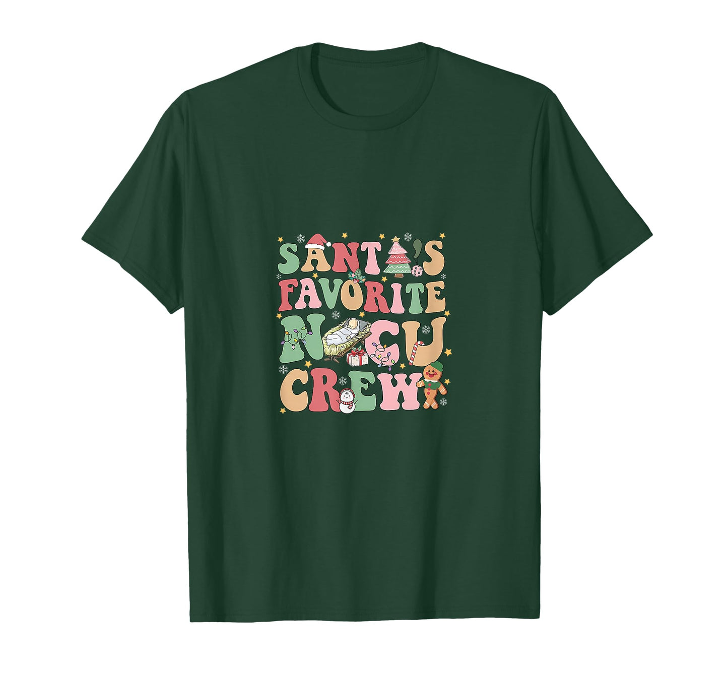 Santa's Favorite NICU Crew Christmas Neonatal ICU Nurse T-Shirt