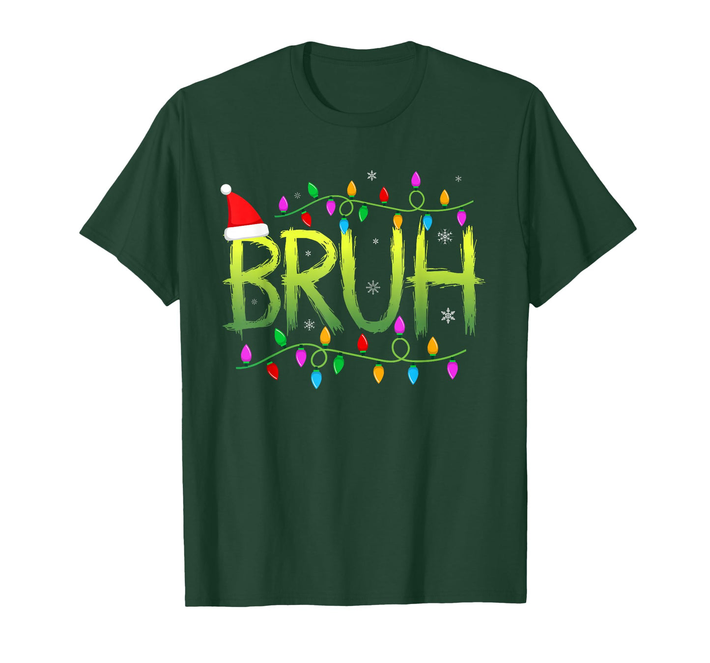 Christmas Lights Pajamas for Men Boys Kids Bruh Christmas T-Shirt