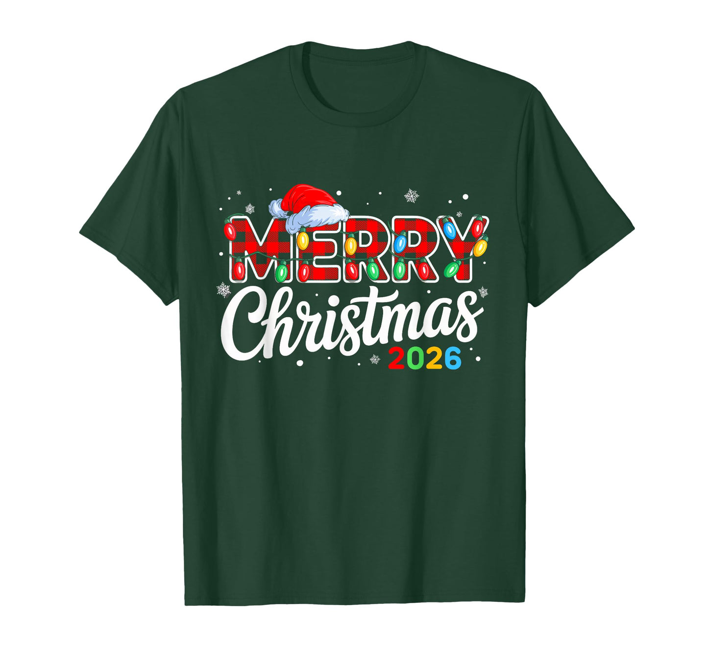 Merry Christmas 2026 Buffalo Plaid Santa Family Xmas 2026 T-Shirt