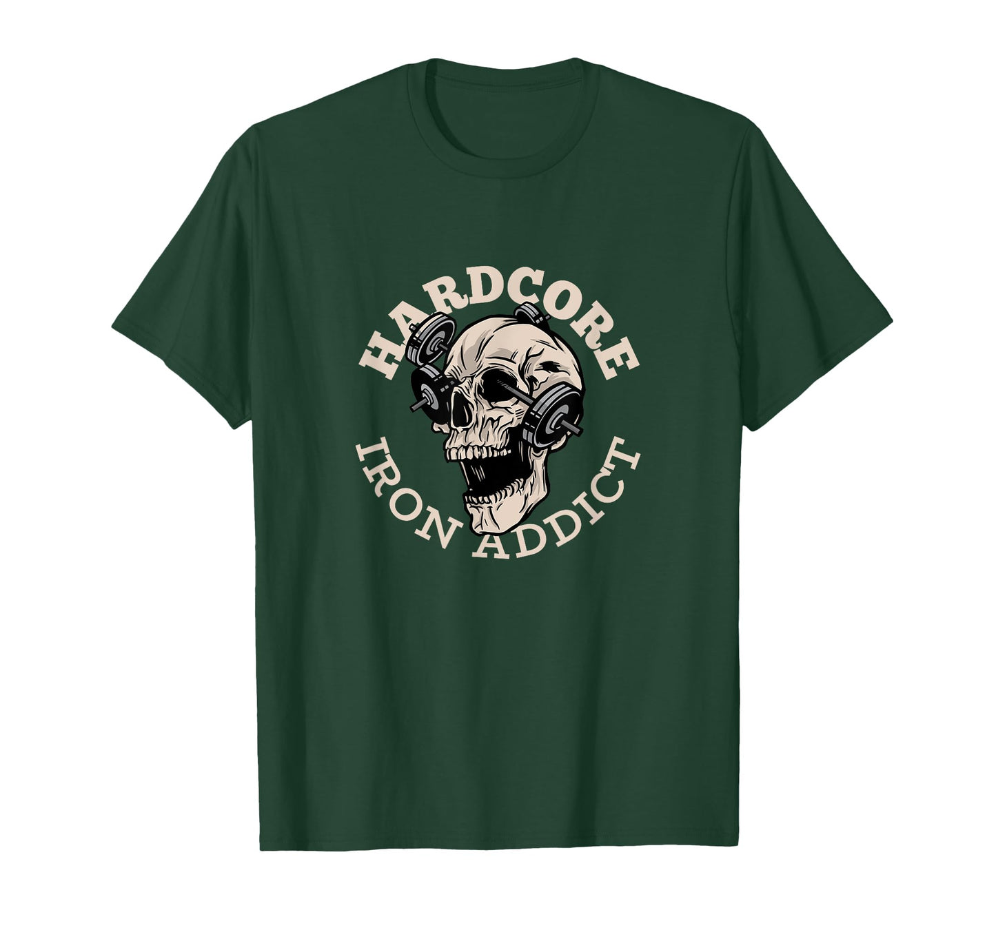 Hardcore Iron Addict, Skull Weightlifting T-Shirt