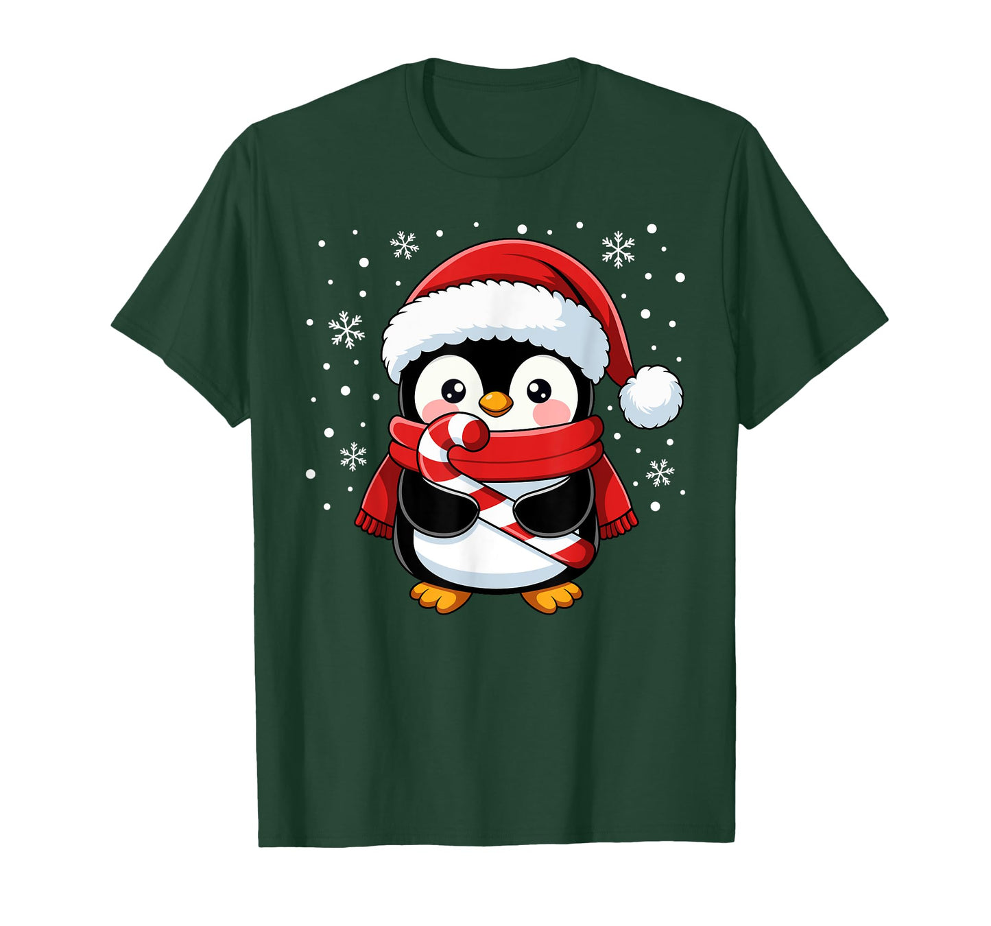 Penguin Christmas Candy Cane Winter Toddler Girl Boy Women T-Shirt