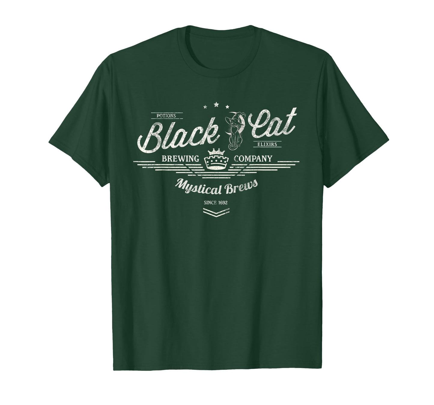 Funny Black CAT Witch Brewing CO Potions Coffee Spooky T-Shirt