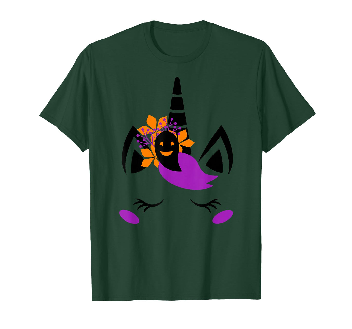 Unicorn Face Eyelashes Cute Ghost Scary Halloween Costume T-Shirt